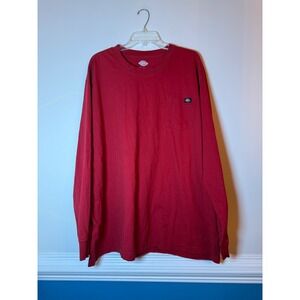 Dickies Mens 3XLT Red Long Sleeve Pocket T-Shirt Heavyweight Cotton Tee 3XL Tall